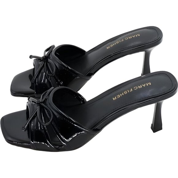 Marc Fisher Delphy Black Patent Slip-On Bow Slide Sandals Women's US 5M - Picture 2 of 6